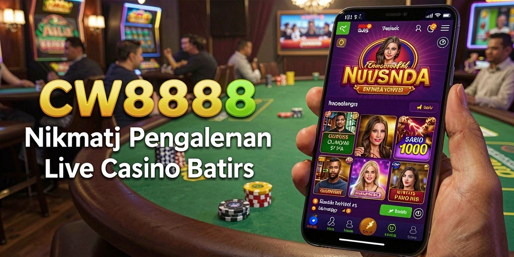 Screenshot gameplay Live Casino yang menampilkan dealer langsung dan pilihan permainan.