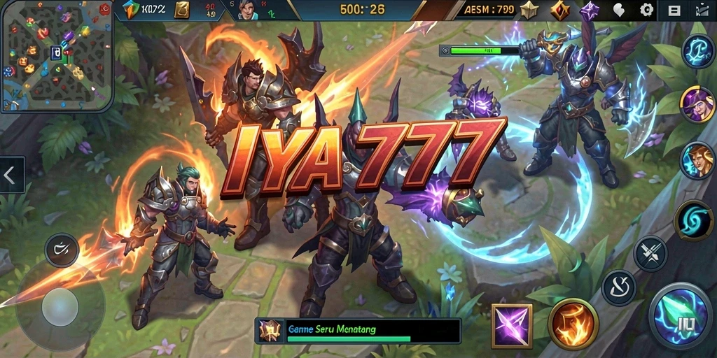 Tampilan gameplay seru dalam pertarungan MOBA IYA777.