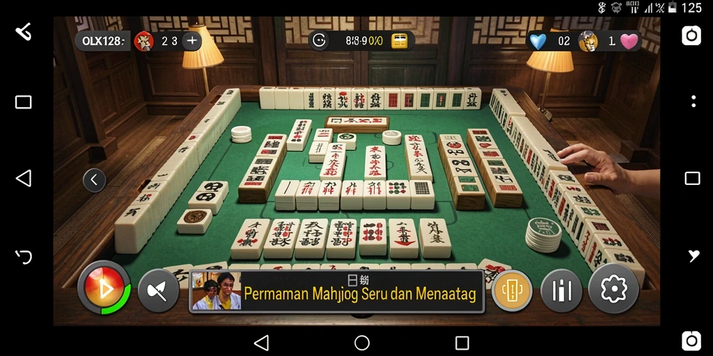 Screenshot OLX128 menampilkan aksi mencocokkan ubin Mahjong yang seru.